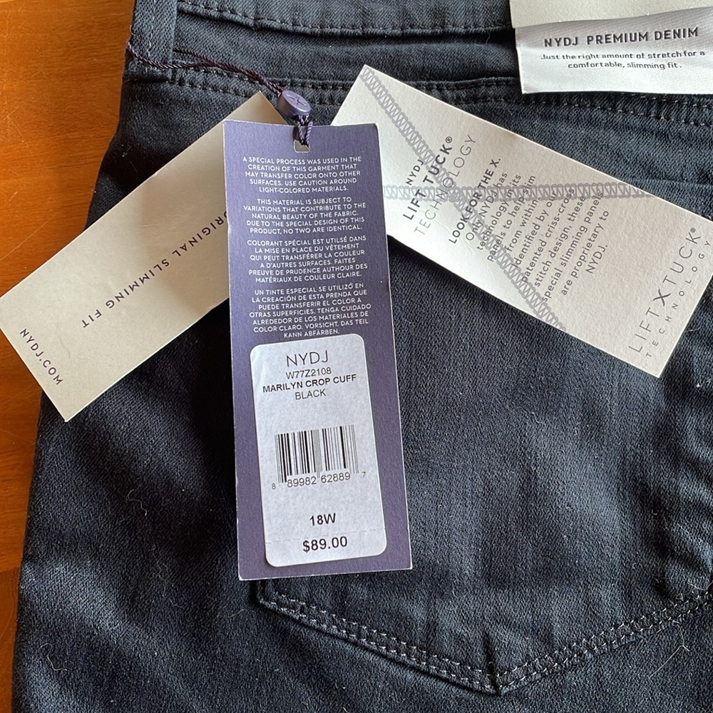 NYDJ Marilyn Crop Cuffed Denim Capri Jeans. Plus Size 18W. True Black. NWT - Picture 2 of 15